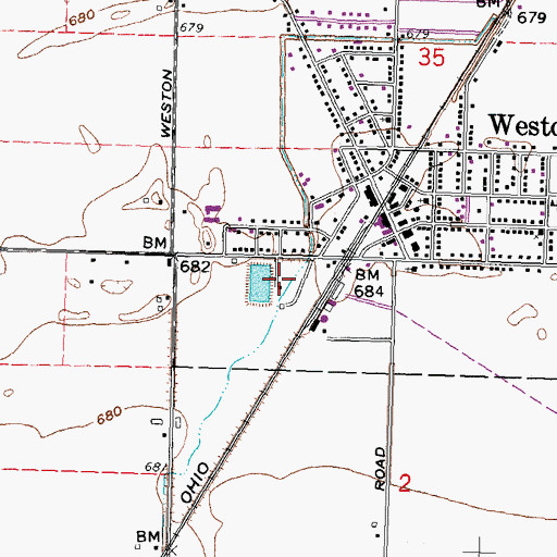 Topographic Map of Weston Water Treatment Plant, OH