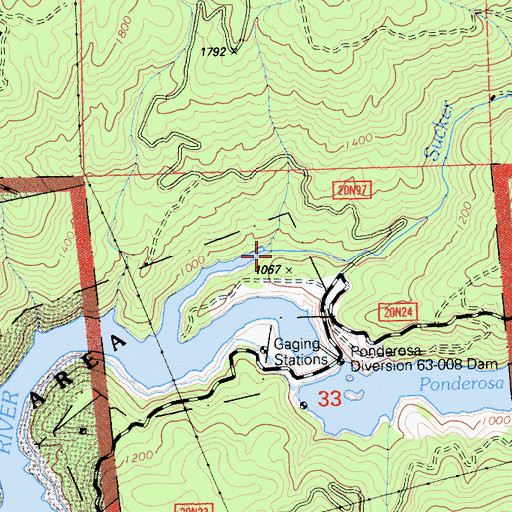 Topographic Map of Sucker Run, CA
