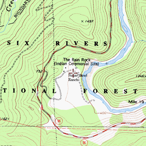 Topographic Map of Sugar Bowl Ranch, CA