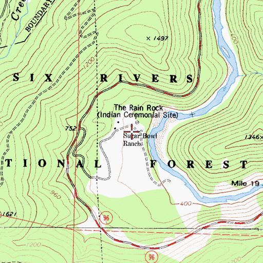 Topographic Map of Sugar Bowl Ranch, CA