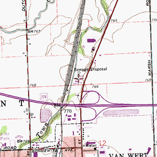 Topographic Map of Van Wert Sewage Treatment Plant, OH