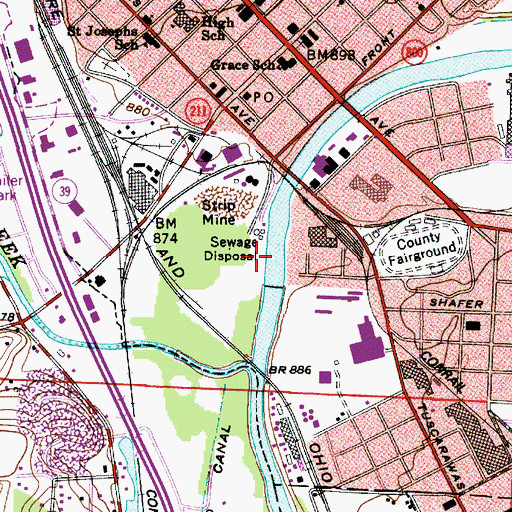 Topographic Map of City of Dover Sewage Treatment Plant, OH