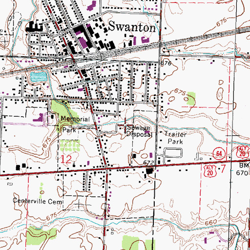 Topographic Map of Swanton Sewage Treatment Plant, OH