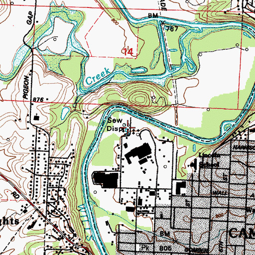 Topographic Map of City of Cambridge Sewage Treatment Plant, OH