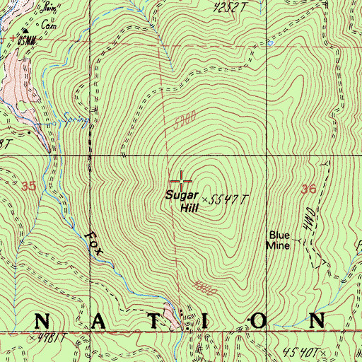 Topographic Map of Sugar Hill, CA