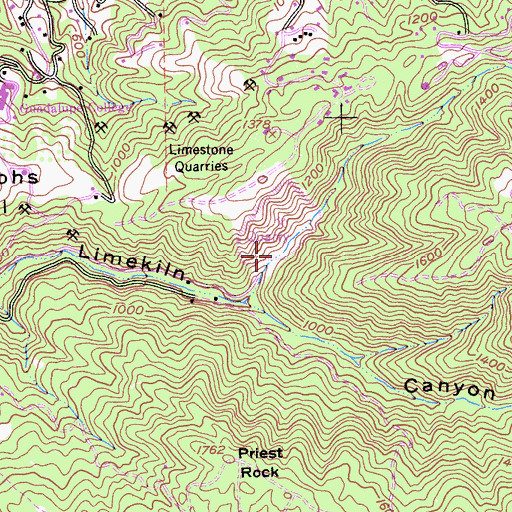 Topographic Map of Lexington Quarry, CA