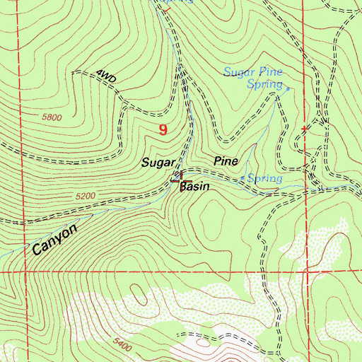 Topographic Map of Sugar Pine Basin, CA