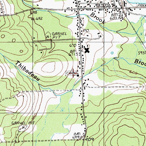 Topographic Map of Saint Marys Cemetery, ME