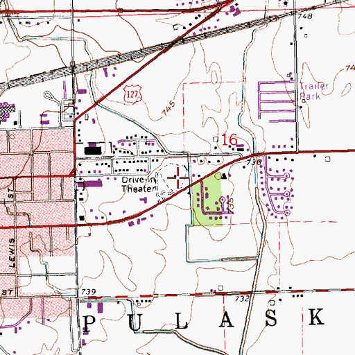 Topographic Map of Hub Drive-In (historical), OH