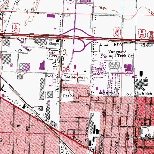 Topographic Map of Young's Colonial Acres, OH