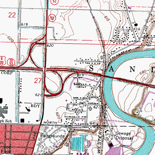 Topographic Map of Berch Terrace Mobile Home Park, OH