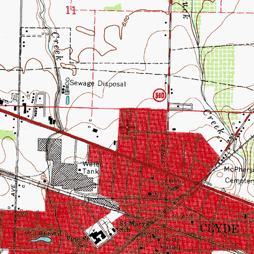 Topographic Map of Mobile Home Estates, OH