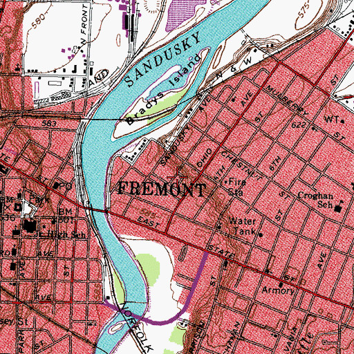 Topographic Map of Fremont Trailer Park, OH
