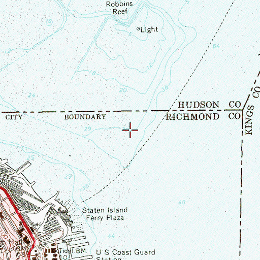 Topographic Map of Robbins Reef Lighthouse, NY