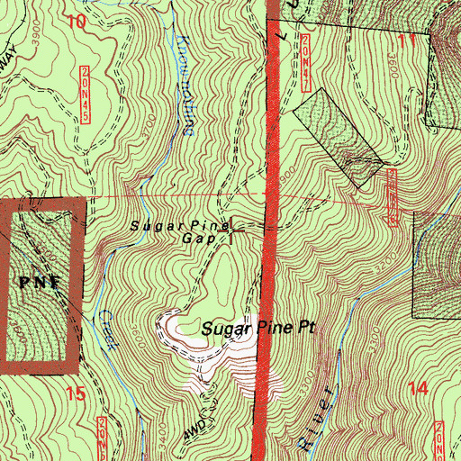 Topographic Map of Sugar Pine Gap, CA