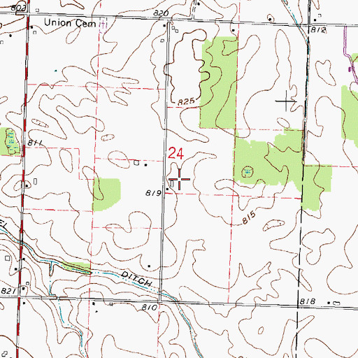Topographic Map of Baldosser Farms, OH