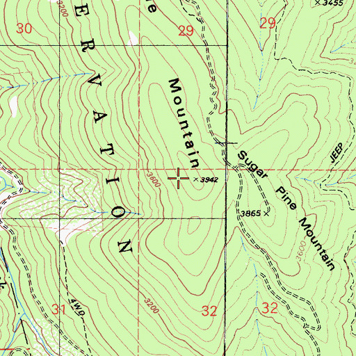 Topographic Map of Sugar Pine Mountain, CA