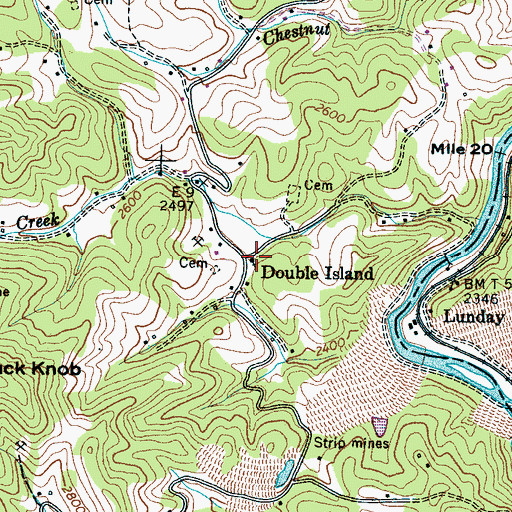 Topographic Map of Double Island Baptist Church, NC