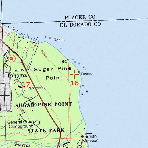 Topographic Map of Sugar Pine Point, CA