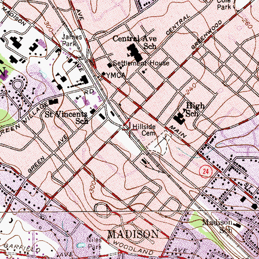 Topographic Map of Madison Police Department, NJ