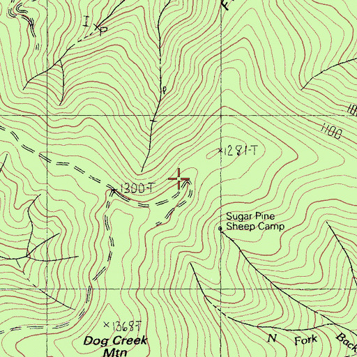 Topographic Map of Sugar Pine Sheep Camp, CA