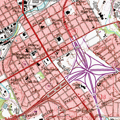 Topographic Map of Flint Police Department, MI