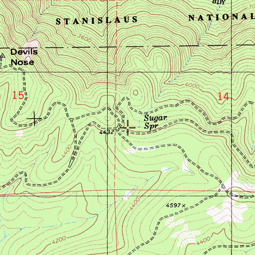 Topographic Map of Sugar Spring, CA