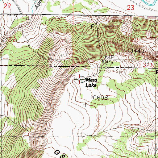 Topographic Map of Mesa Lake, NM