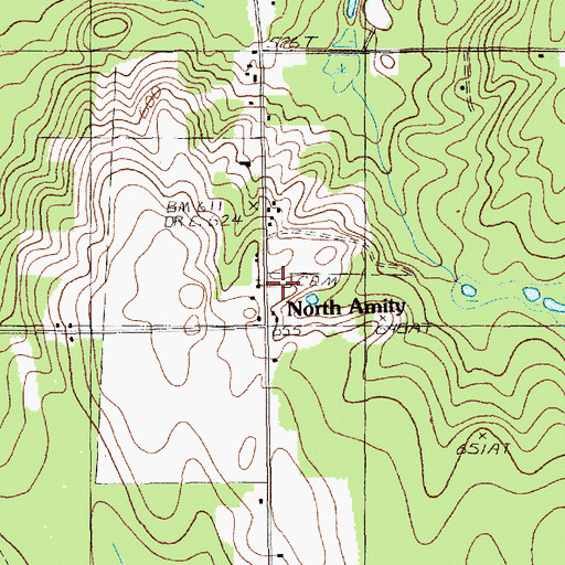 Topographic Map of Amity Cemetery, ME