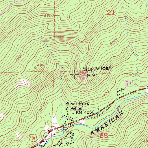 Topographic Map of Sugarloaf, CA