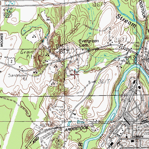 Topographic Map of New Saint Marys Cemetery, ME