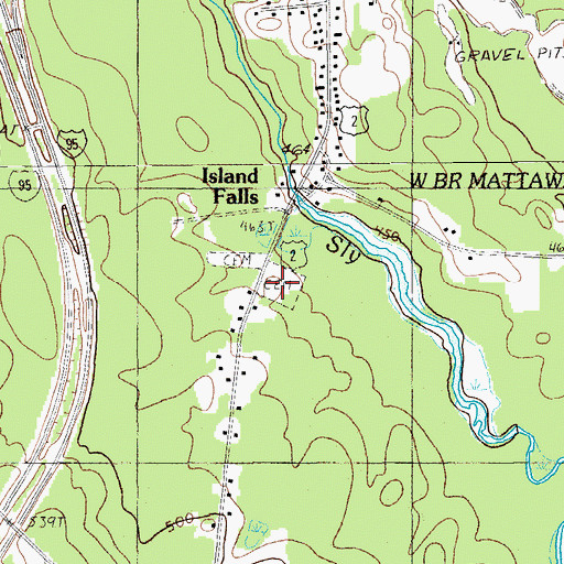 Topographic Map of Village Cemetery, ME