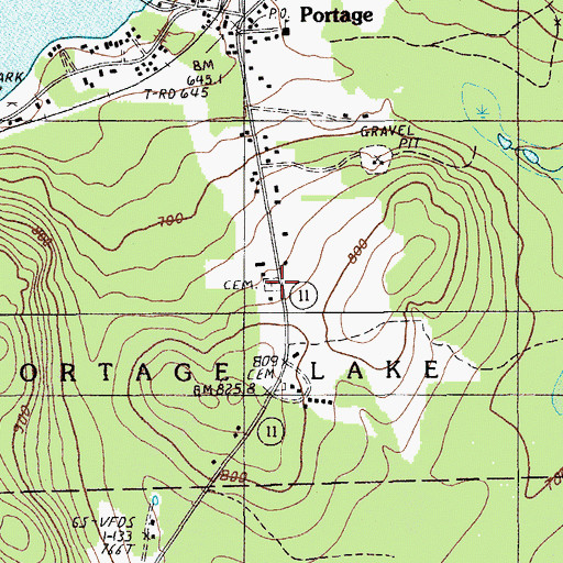 Topographic Map of Our Lady of the Lake Catholic Cemetery, ME
