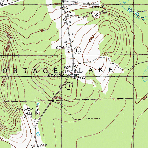Topographic Map of Sutherland Cemetery, ME