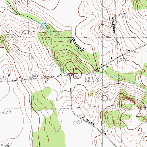 Topographic Map of Bartlett Cemetery, ME