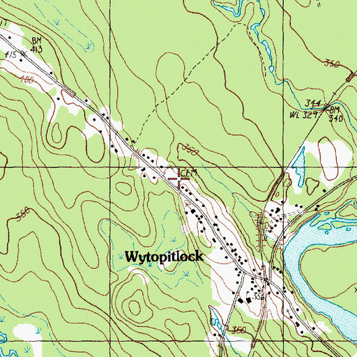 Topographic Map of Wytopitlock Cemetery, ME