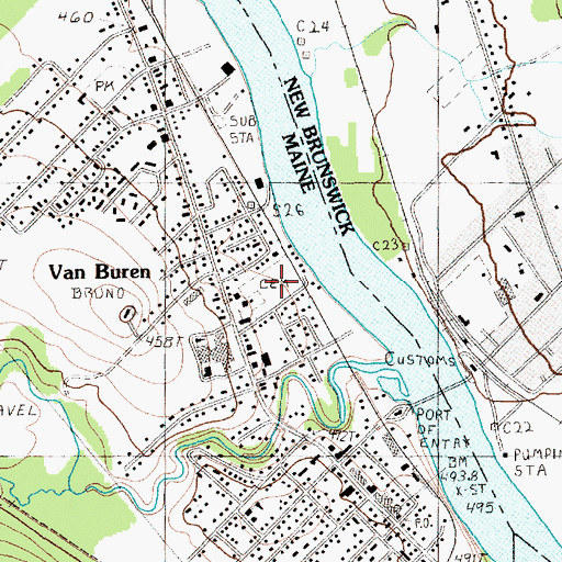 Topographic Map of Saint Bruno Cemetery, ME
