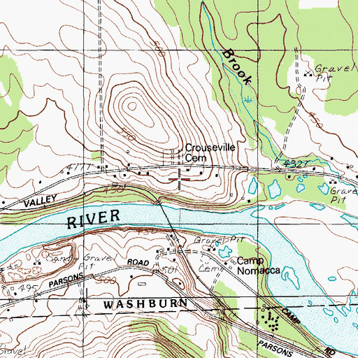 Topographic Map of Hillside Grove Cemetery, ME