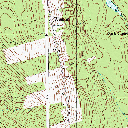 Topographic Map of Brackett Cemetery, ME