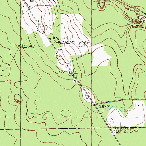 Topographic Map of Saint Monicas Cemetery, ME