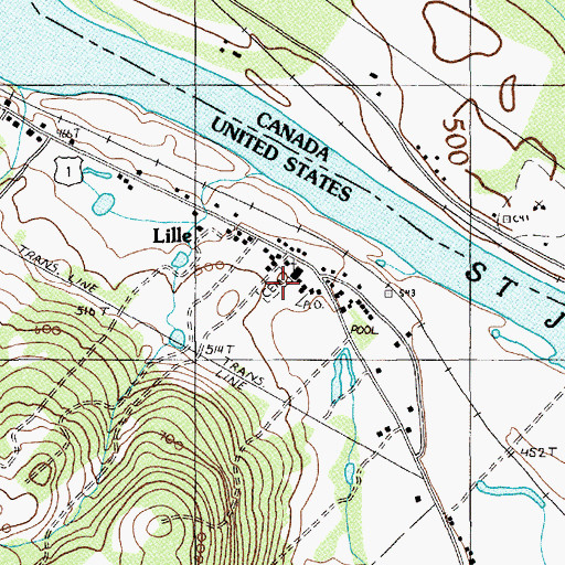Topographic Map of Notre Dame Du Mount Carmel Cemetery, ME