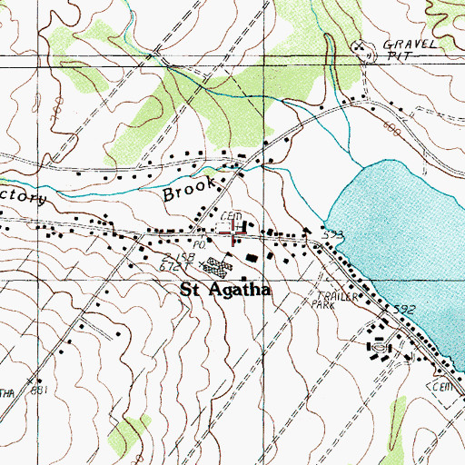 Topographic Map of Upper Saint Agatha Cemetery, ME