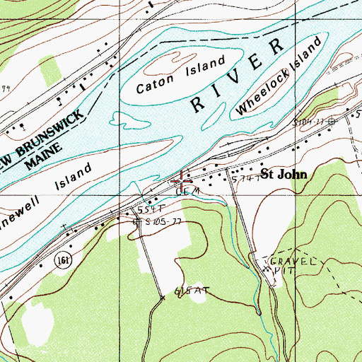 Topographic Map of Saint John Baptist Church Cemetery, ME