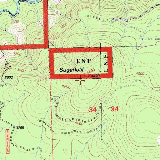 Topographic Map of Sugarloaf, CA