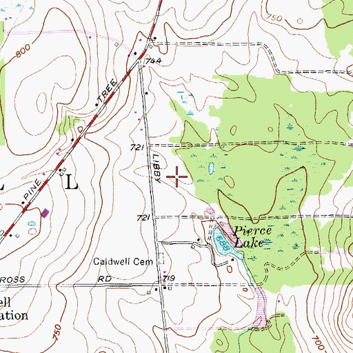 Topographic Map of Houghton Cemetery, ME