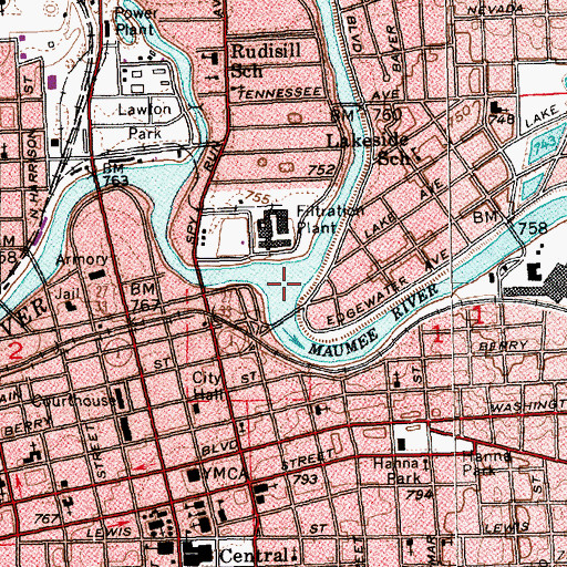 Topographic Map of Saint Joseph River, IN