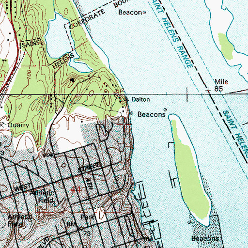 Topographic Map of Saint Helens Bar Post Light, OR