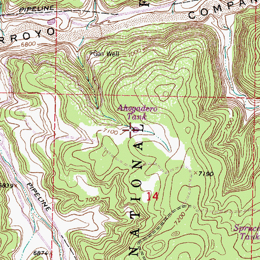 Topographic Map of Ahogadero Tank, NM