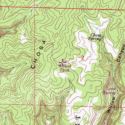 Topographic Map of Willow Tank, NM