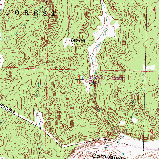 Topographic Map of Middle Canyon Tank, NM